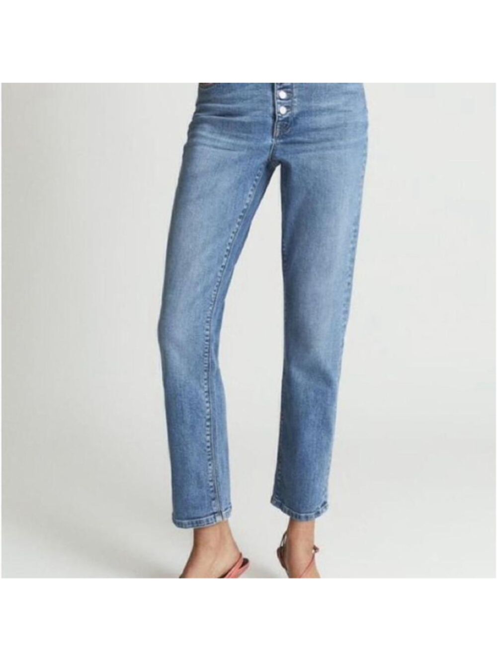 Reiss Bailey jeans high rise straight leg denim button fly Sz 32